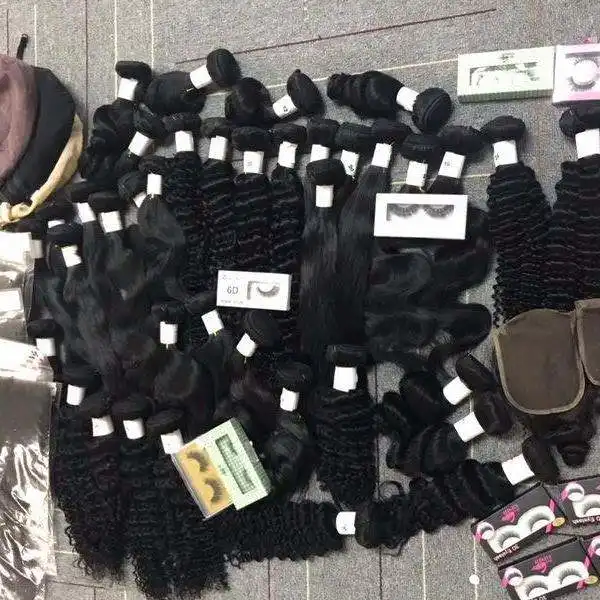 Embalagem de extensionde cabelo de vison cru brasileiro, 100 fornecedores de cabelo nao processado Remy, pacotes de tranca de ca