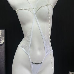 Culottes en dentelle style français sexy à bretelles croisées évidées pour femmes, avec entrejambe en pur coton, vente en gros usine - Product Image 4