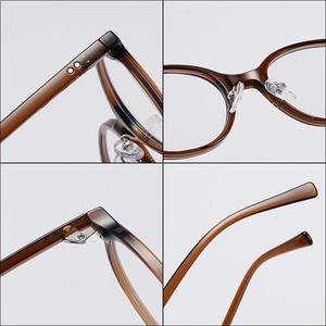 Nerd Glasses TR90 Fashion Cold Tea Small Frame Girl's Plain Retro Plain Anti-<b>Blue</b> Light Eye Protection - Product Image 4