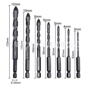Mr <b>Drill</b> <b>Masonry</b> <b>Drill</b> <b>Bit</b> <b>Set</b> 3-12mm Hex Shank Spiral For Ceramic Tile Wall Drilling - Product Image 1