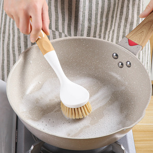 <b>Round</b> Head Multi Functional Pot Scrubber Long Handle Kitchen Cleaning <b>Brush</b> For Pots Pans Degreasing Plastic With Stovetop Use - Product Image 1