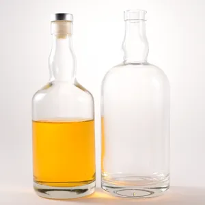 Top quality 500ml 750ml whisky liquor glass vodka bottle empty glass wine bottle with T-shape cork