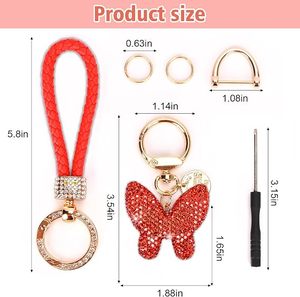 Llavero de pulsera de lujo para mujer, con diamantes de imitación brillantes en forma de corazón, para llaves de coche, accesorios de élite, envío rápido - Product Image 4