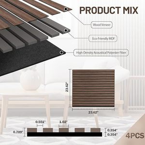 Akupanel con acabado <span class=keywords><strong>de</strong></span> madera natural Paneles <span class=keywords><strong>de</strong></span> pared interiores decorativos acanalados 3D para estudio en casa Oficina - Product Image 3