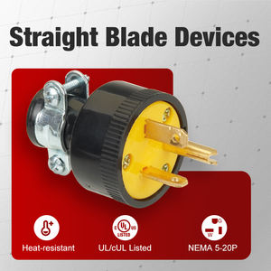 Enchufe de hoja recta NEMA, enchufe de alimentación de PVC de 5-20P, 20 Amp, 125V, certificación UL - Product Image 2