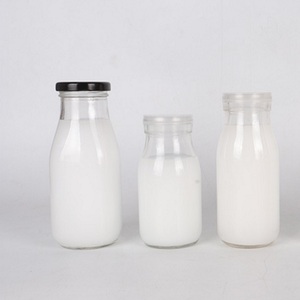 Wholesale <strong>200ml</strong> <strong>Milk</strong> Bottle 250ml 500ml Juice Glass Bottle for <strong>Milk</strong> 1000ml Round clear Beverageglass <strong>Milk</strong> Bottle with Cap - Product Image 4