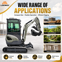 Mini-excavatrice LOGWAY certifiée CE ISO avec châssis télescopique pour travaux de terrassement dans des espaces restreints