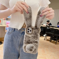 Casing HP Lucu Motif Kelinci Bulu Halus Bahan TPU+PC untuk iPhone 14 15 16 17 13 Pro