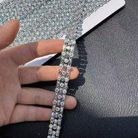 Cadena de Diamantes de Plástico de Tres Filas, Tamaño 10, Ecológica, Cristal 3D, Adorno Brillante para Ropa, Manualidades DIY
