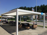 Gazebo de jardin réglable en plein air, pergola bioclimatique moderne personnalisée, motorisée, en aluminium, à lames orientables, en verre, automatique, rétractable
