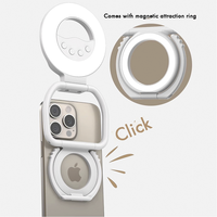 Anneau lumineux LED magnétique flexible rechargeable, 40 LED, température de couleur réglable 3000-6500K, grand angle, bâton de selfie pour téléphone portable