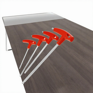 Jeu de clés hexagonales industrielles professionnelles à poignée en T, embouts à bille et à plat, tailles métriques et impériales, en acier au chrome-vanadium chromé - Product Image 3