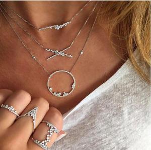 Semplice barra geometrica croce forma rotonda <span class=keywords><strong>cz</strong></span> cluster placcato argento micro pavimenta <span class=keywords><strong>cz</strong></span> collana placcata argento - Product Image 2