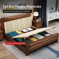 Modernes Minimalistisches Chinesisches Massives Walnuss-Doppelbett mit Ausziehbarer Plattform, Stauraum, Verstellbarer Höhe & Umweltfreundlichem Design