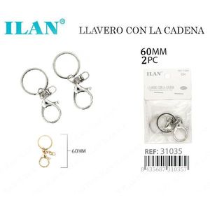 Portachiavi Ilan con catena 60 mm argento 2 pezzi - Product Image 1