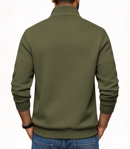 Sudadera Casual de Algodón Suave con Cuello Alto y Media Cremallera para Hombre, con Logotipo Personalizado y Bolsillo Canguro, Venta al por Mayor - Product Image 5