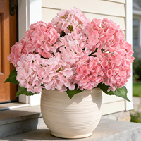 Bunga Buatan Hydrangea untuk Luar Ruangan dengan Batang Panjang, Hydrangea 18 inci dengan Sentuhan Lateks Seperti Asli untuk Dekorasi Pernikahan dan Pesta