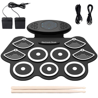 Batterie électronique portable enroulable à 9 pads en silicone, avec pédales et baguettes pour la pratique musicale