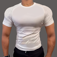 Summer Sports Chemise moulante à séchage rapide pour le fitness, Chemise à manches courtes sans couture en jacquard et à col rond pour hommes