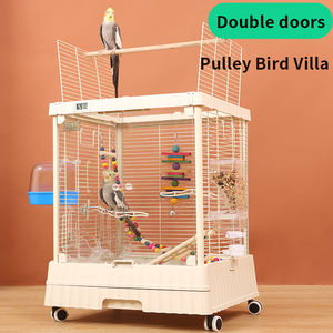 กรงนกแบบใส รุ่นกลาง สำหรับผู้เริ่มต้น กรงสีขาวพร้อมที่เล่นแบบเปิดด้านบนและขาตั้งแบบมีล้อ กรงนกทำจากอะคริลิก - Product Image 2