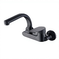 Keran Dapur Modern Satu Pegangan Warna Hitam dari Paduan Seng dengan Inti Katup Keramik Termostatik, Terpasang di Dek dengan Satu Lubang
