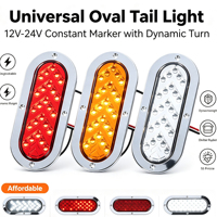 Nouvelle Feuille de Signalisation Latérale LED Dynamique Séquentielle Ovale avec Clignotant Séquentiel Chromé et Cadre en Caoutchouc pour Camion