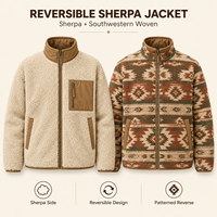 Veste d'hiver en polaire sherpa pour homme, réversible, tissée style sud-ouest, entièrement zippée, chaude, pour l'extérieur, fabricant OEM ODM