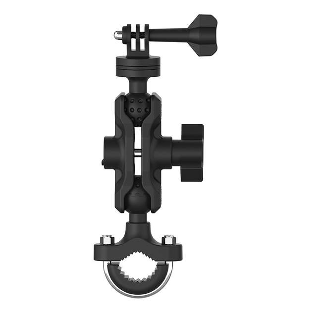 Motorcycle Outdoor Bike Riding Aluminum Alloy U-shaped Handlebar Camera Bracket with 360 Degree Rotation Clamp Mount