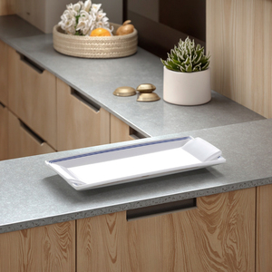 Thiết Kế Thanh Lịch <span class=keywords><strong>9.5</strong></span> Inch Hình Chữ Nhật Sáng Tạo Nhà Hàng Khách Sạn Phục Vụ Tấm Với Blue Rim - Product Image 4