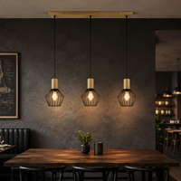 Lampe suspendue de cuisine personnalisée en forme de cage, abat-jour en métal style Art Déco, lampe suspendue LED en bois pour hôtel et bar