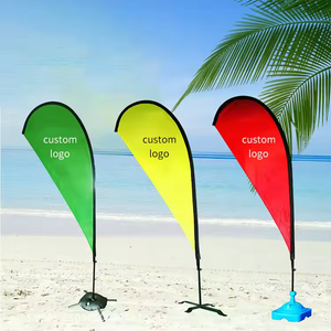 Proveedores impresos de banderas de playa de plumas personalizadas con base de agua, pancartas voladoras de lágrima de doble cara, publicidad deportiva barata de 15 pies - Product Image 6