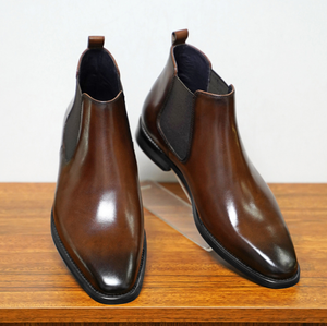 حذاء برقبة تشيلسي إيطالي أنيق من جلد العجل للرجال حذاء برقبة مارتن من جلد البقر بطبقة علوية حذاء برقبة للمشي - Product Image 2