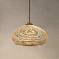 Luminaire suspendu en rotin tissé à la main avec LED, lumière naturelle, hauteur réglable, taille moyenne, pour la maison et l'hôtel, design Wabi-sabi