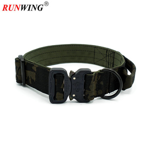 Collar de perro de nailon acolchado suave sólido táctico con mango de hebilla de 1,5 pulgadas ecológico personalizado entrenamiento caminar - Product Image 2