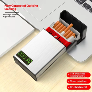 Nouvelle boîte à verrouillage temporisé avec gravure <span class=keywords><strong>laser</strong></span> pour cigarettes, en métal, capacité de 20 pièces, pour aider à arrêter de <span class=keywords><strong>fumer</strong></span> - Product Image 5