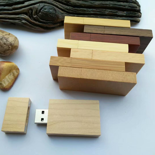 Wooden USB Flash Drive With Wooden Box Engraved Custom Logo for Weeding Photograph USB 2.0 Promotional Gifts