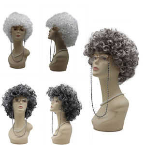 Perruque de vieille dame pour spectacle de scène, coiffe de grand-mère avec lunettes et chaînes de lunettes pour <span class=keywords><strong>films</strong></span> et émissions télévisées - Product Image 4