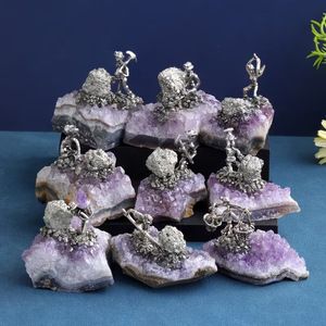 Wholesale Natural Amethyst Cluster Miner Creative <b>Crystal</b> Small Ornaments Nordic Style Handicrafts Home Office Decoration - Product Image 1