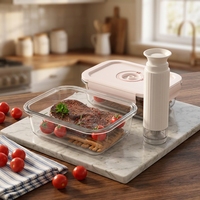 Boîte à lunch Bento rectangulaire en verre borosilicaté sous vide pour conserver les aliments frais avec pompe