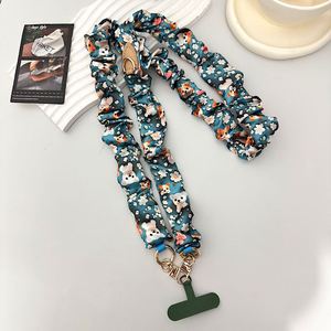 Elegante Cordón Elástico para Teléfono, Hecho a Mano, Resistente, con Cadena de Metal y Gancho, de Tela de Poliéster Plegada, para Llevar al Cuello - Product Image 4