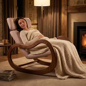 <span class=keywords><strong>Fauteuil</strong></span> à bascule de style vintage, écologique, design, en teck massif, pour maison d'hôtes, appartement, balcon, hôtel, chambre à coucher - Product Image 1