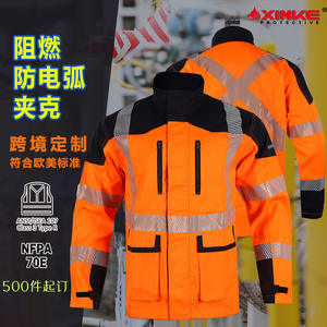 Nueva Chaqueta de Trabajo Ignífuga con Protección Contra Arco Eléctrico, Color Rojo Anaranjado, Corte Regular, Ropa de Seguridad de Alta Visibilidad para Uso Industrial - Product Image 3