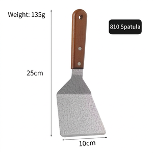 Pala DF30 de metal con cabeza plana de 25 cm x 10 cm, mango de madera, herramienta doméstica duradera, espátula de cocina, utensilios de cocina - Product Image 1