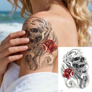 Tatuajes Temporales de Calaveras Indias en Papel Blanco, Resistentes al Agua, para Medio Brazo, Arte Corporal para Hombres y Mujeres, Diseños Personalizados - Product Image 1