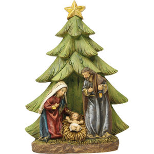 Figuras de Natividad ZICOM, Sagrada Familia bajo árboles de abeto, origen alemán, altura aprox. Modelo 9069-K096-3 de 16 cm - Product Image 1
