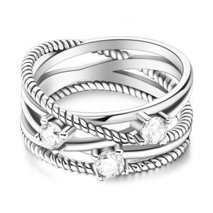   Bagues en argent plaqué brillant entrelacées pour fiançailles, <span class=keywords><strong>mariage</strong></span>, anniversaire, fête ou cadeau - Product Image 2