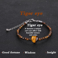 Bracelet extensible fait main en pierre naturelle, quartz rose, œil de tigre jaune, avec pendentif cœur, perles, bijoux de guérison en acier inoxydable avec fermoir mousqueton