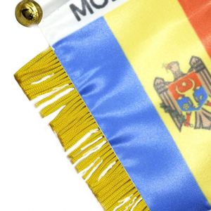 Custom MOLDOVA Satin Pennant Flag Car Mini Flag <b>Banner</b> with Yellow Tassels - Product Image 5