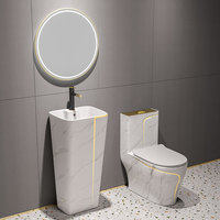 Vente directe d'usine salle de bain moderne articles sanitaires Siphon en céramique une pièce toilettes lavabo éviers ensemble Wc