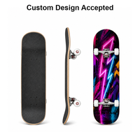 Planche à roulettes complète personnalisée OEM en bois d'érable, 80 cm, double kick, deck rétro, roulements ABEC-7